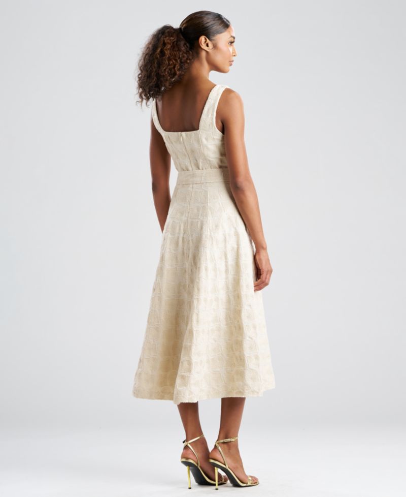 Women's Spiral Embroidered Square Neck Maxi Dress