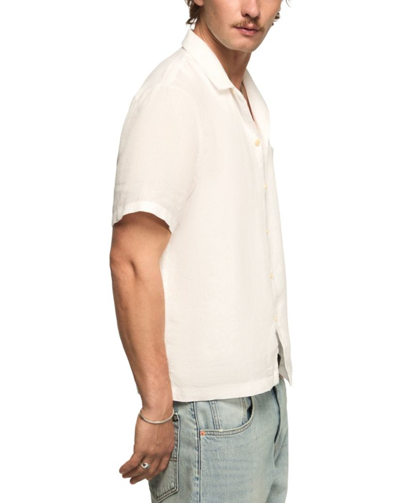 Men's Short-Sleeve Linen Camp Collar Shirt