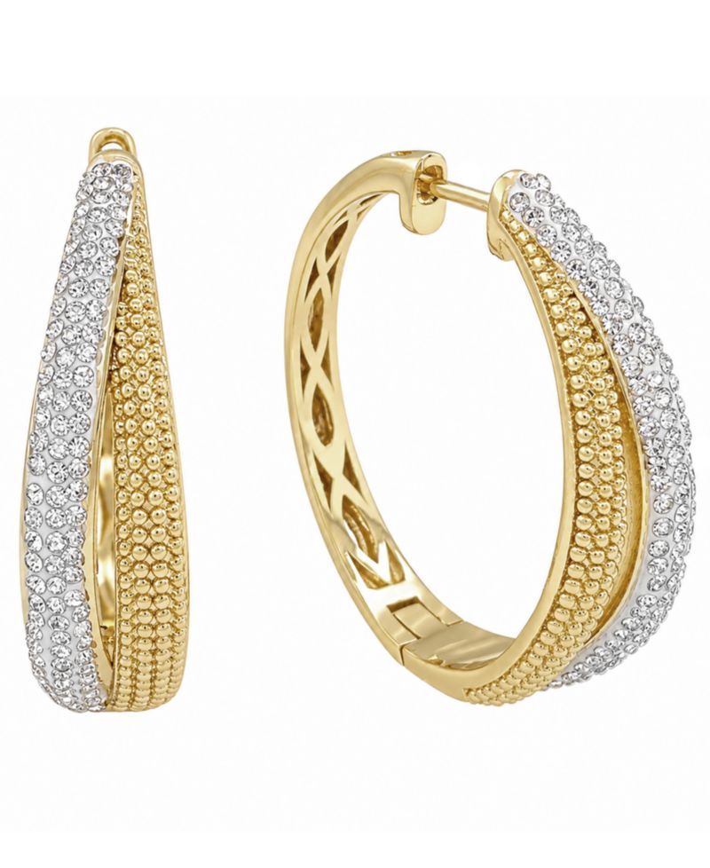Crystal Split Texture Hoop Earrings