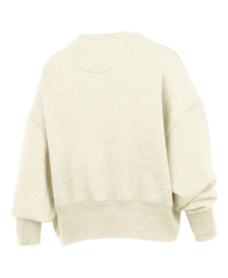 Women's Natural LSU Tigers Oversized Waist-Length Crewneck Sweatshirt