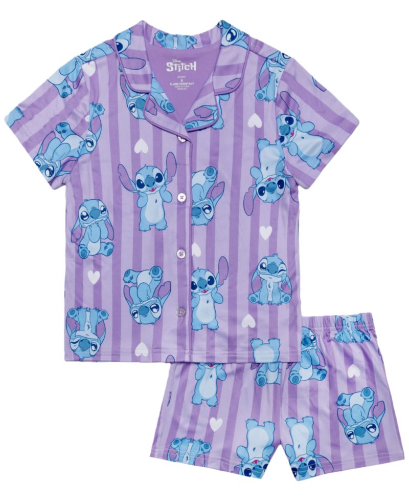 Girls' 4-10 Notch Collar Top and Shorts, 2-Piece Set