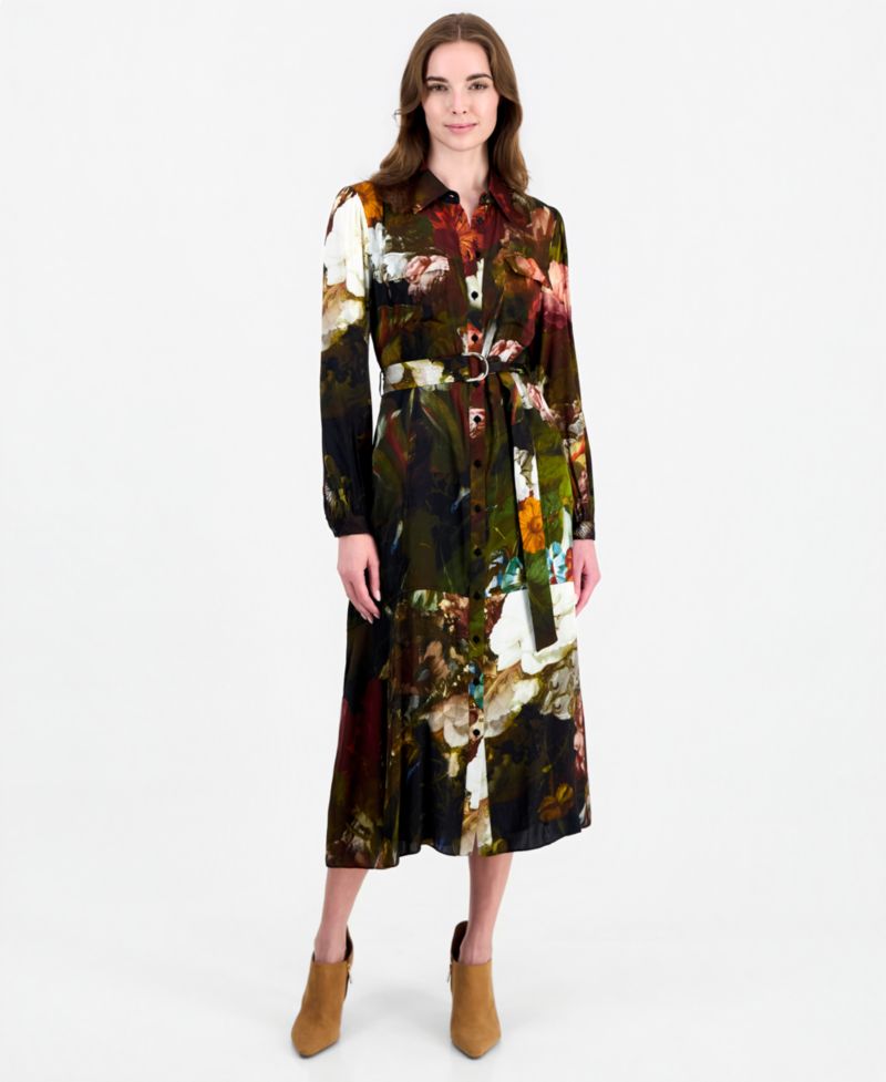 Women's Mika Long-Sleeve Floral-Print Midi Dress