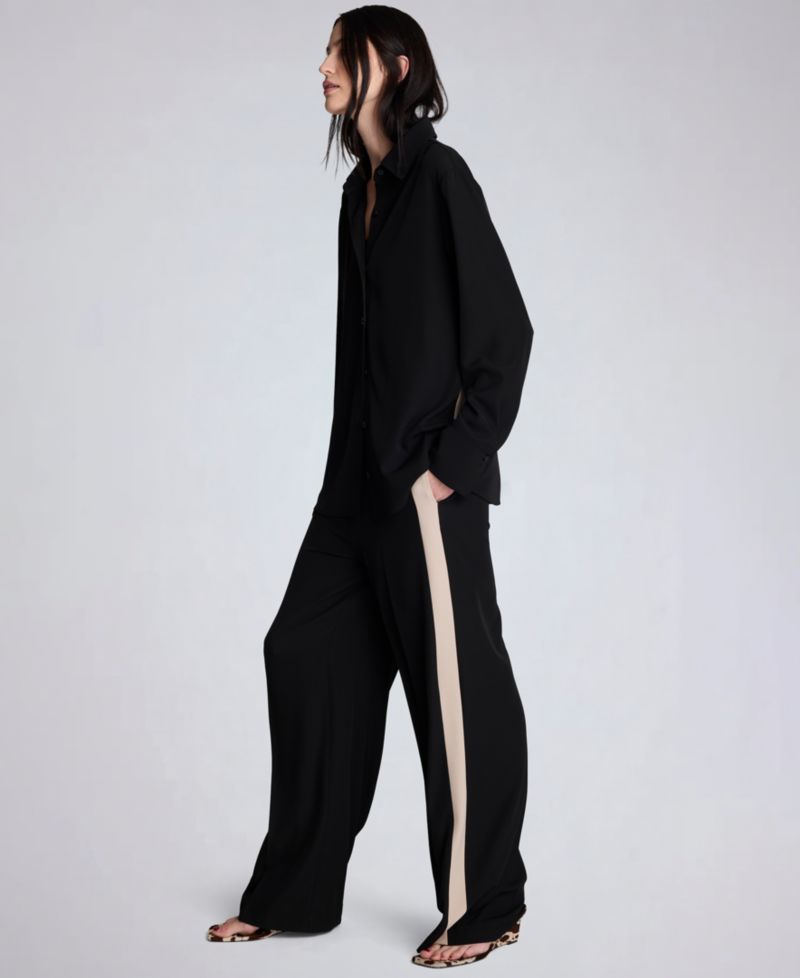 Women's Oversized Button-Front Collared Shirt