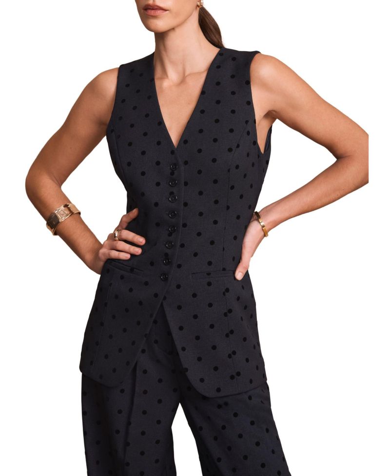 Women's Polka Dot Longline Waistcoat
