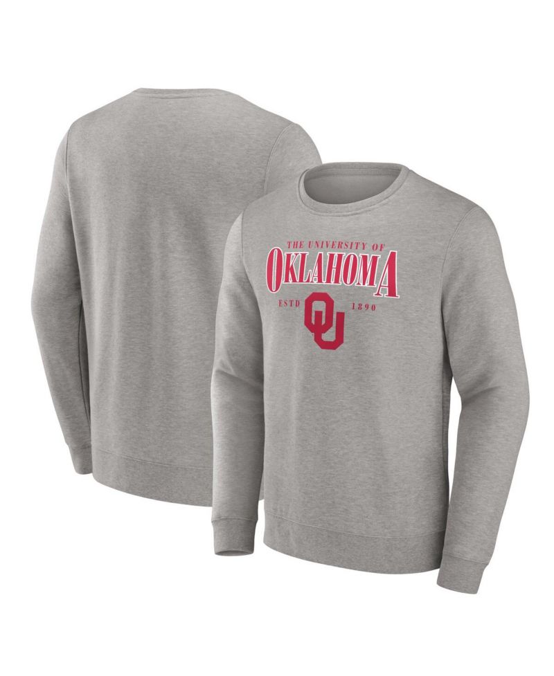 Men's Gray Oklahoma Sooners True Classics Act Fast Fleece Pullover Sweatshirt