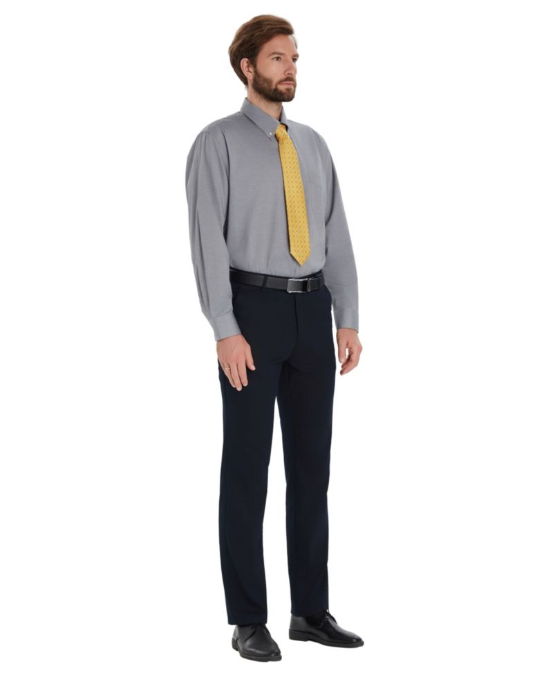 Men's Pinpoint Button Front Solid Dress Shirt