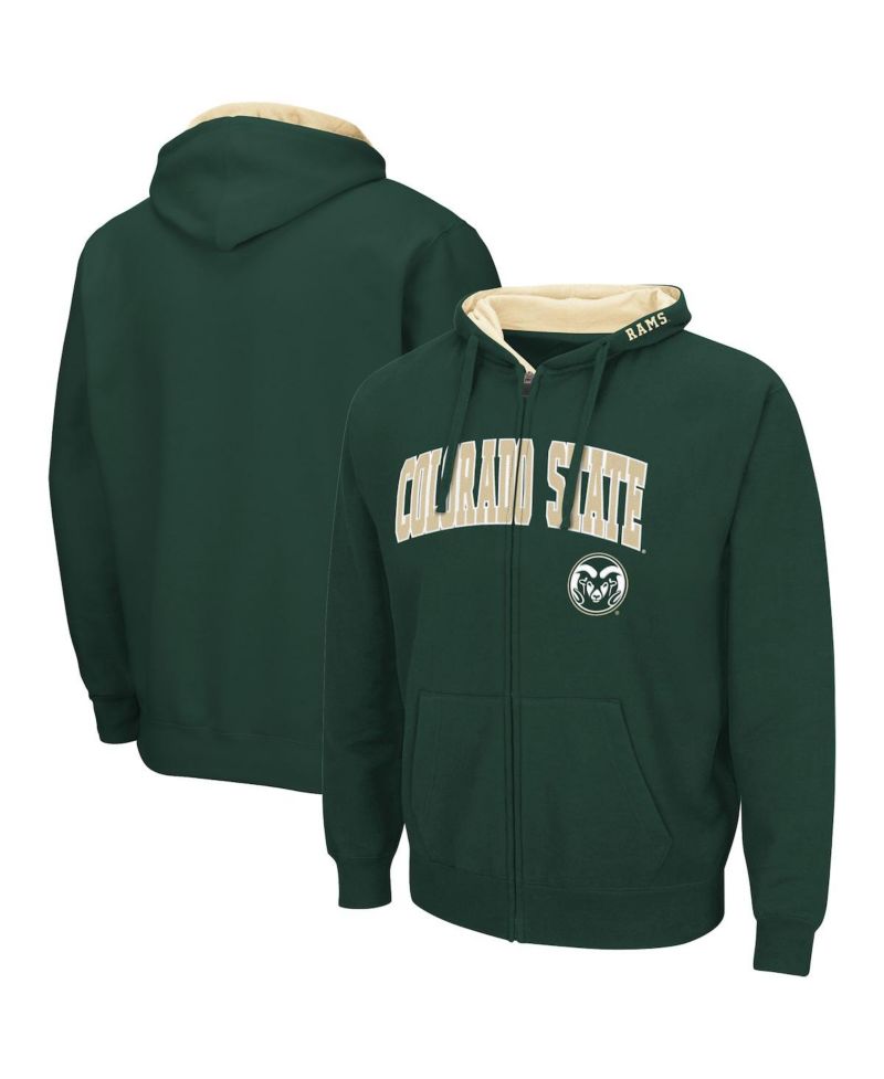 Men's Green Colorado State Rams Arch & Logo 3.0 Full-Zip Hoodie