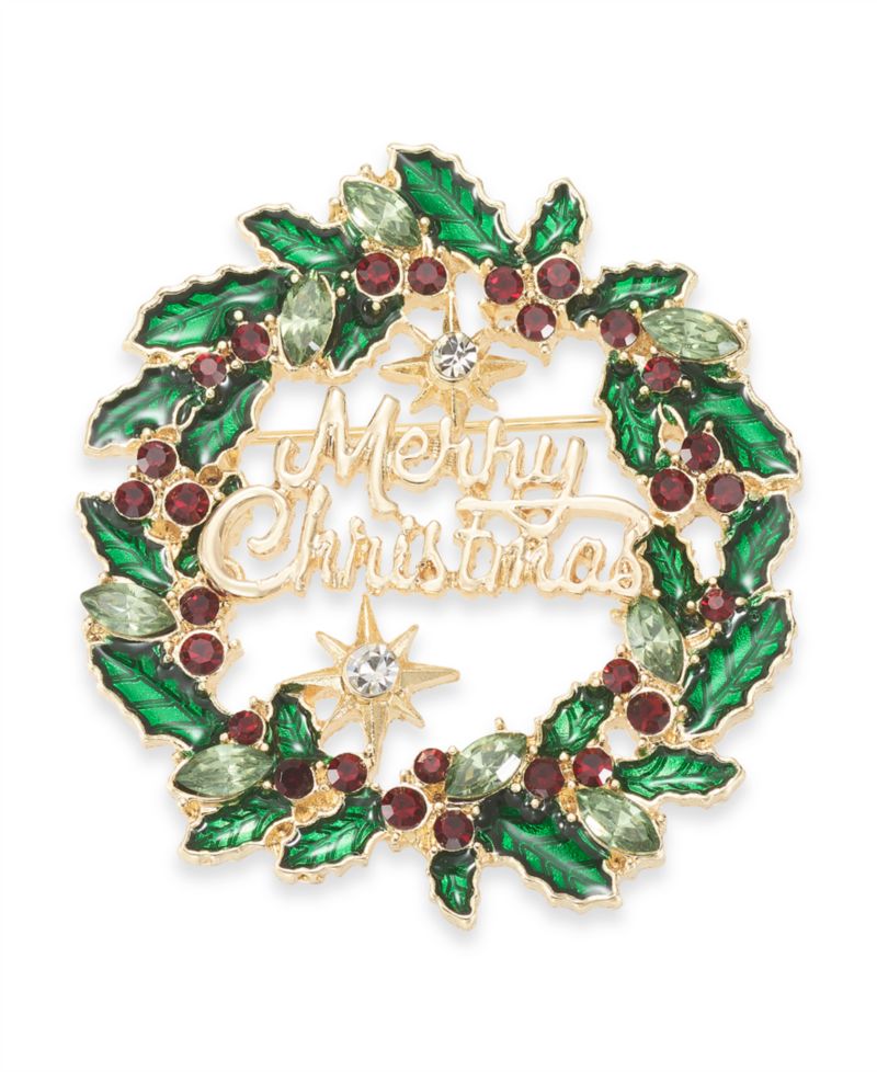 Crystal Wreath Pin
