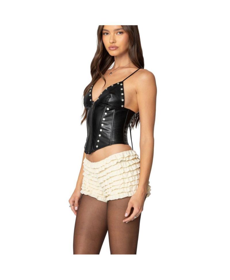 Women's Studded Faux Leather Corset