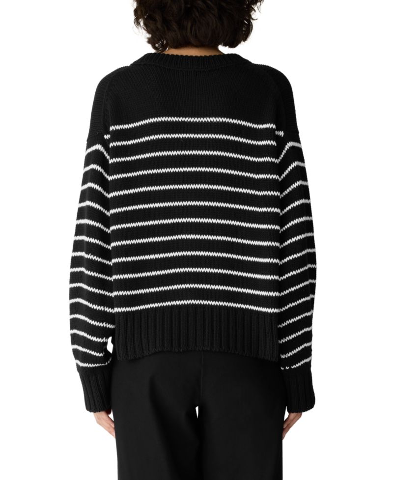 Women's Long-Sleeve Crewneck Stripe Sweater