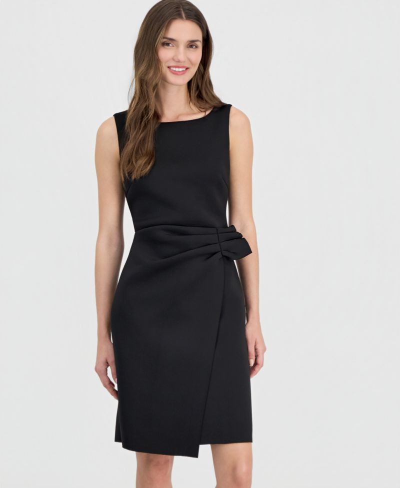 Women's Sleeveless Overlay Scuba Sheath Dress