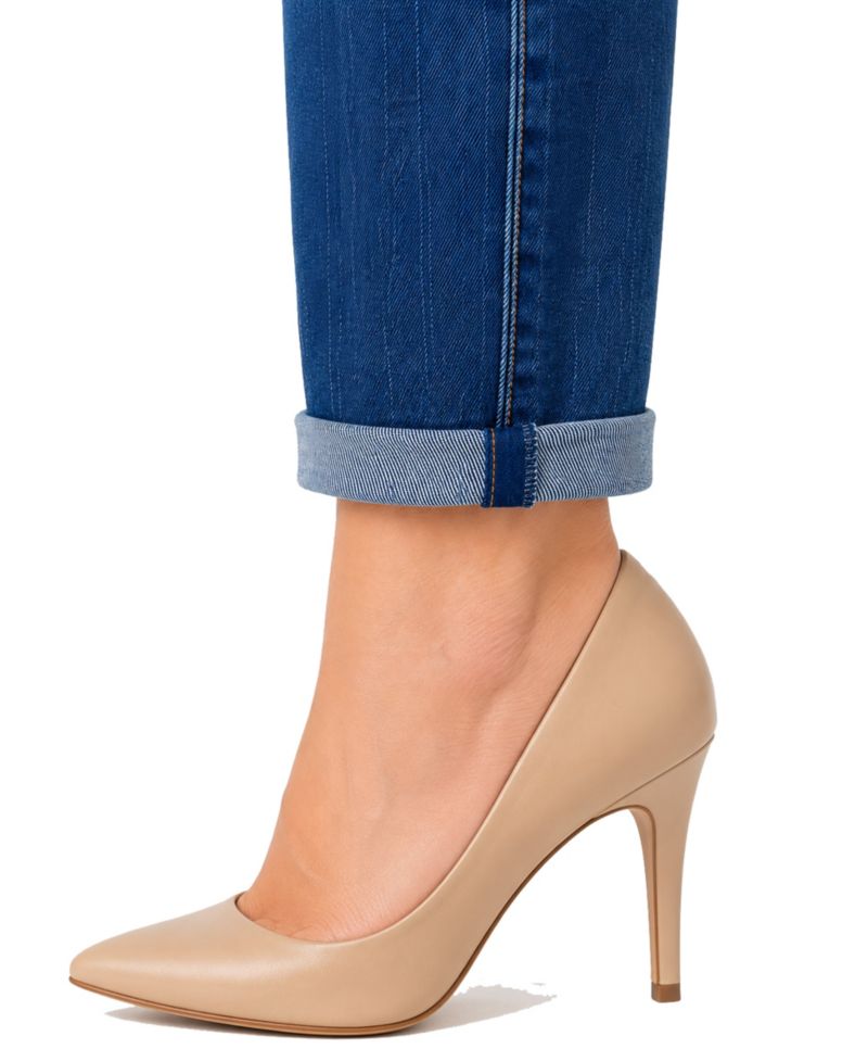 Women's Two Button Tummy Tuck High Rise Roll Cuff Skinny