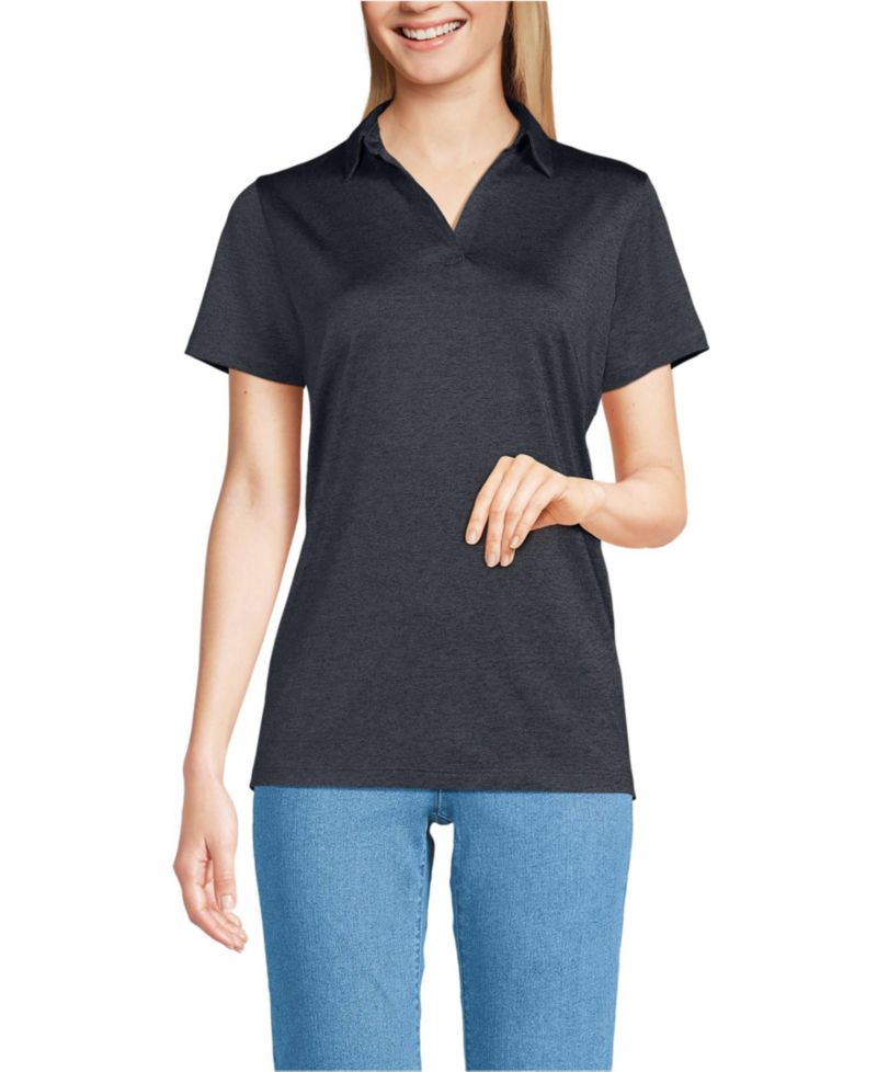 Women's Rapid Dry Short Sleeve Space Dye Sport Neck Polo Shirt