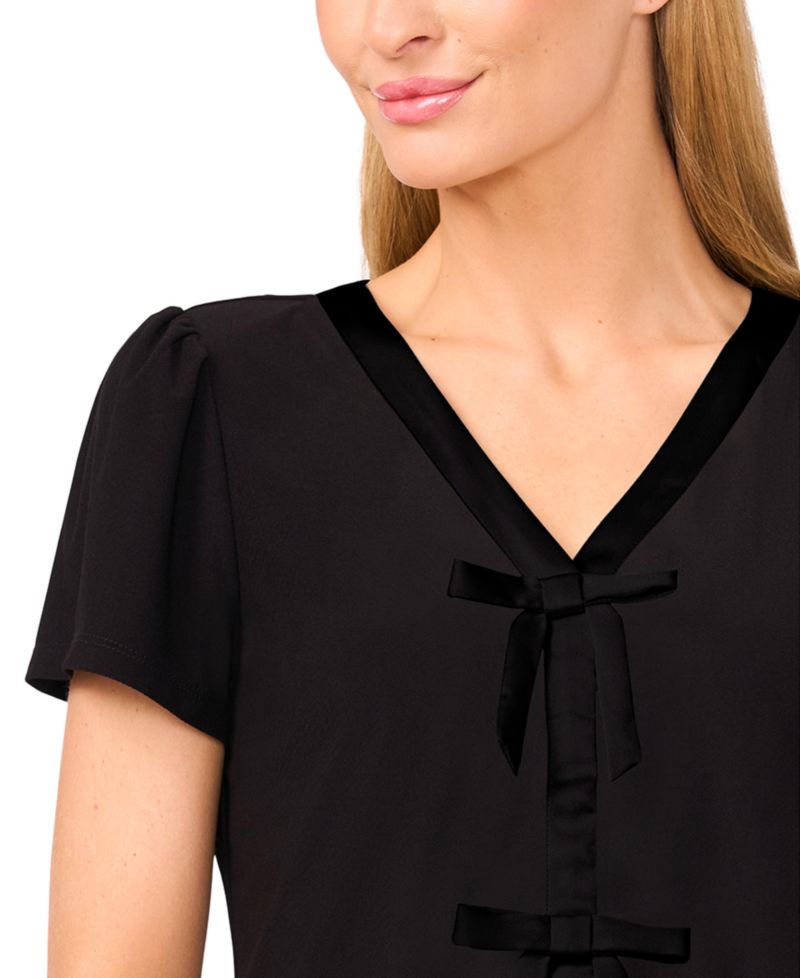 Women's Bow Front Short Sleeve Top