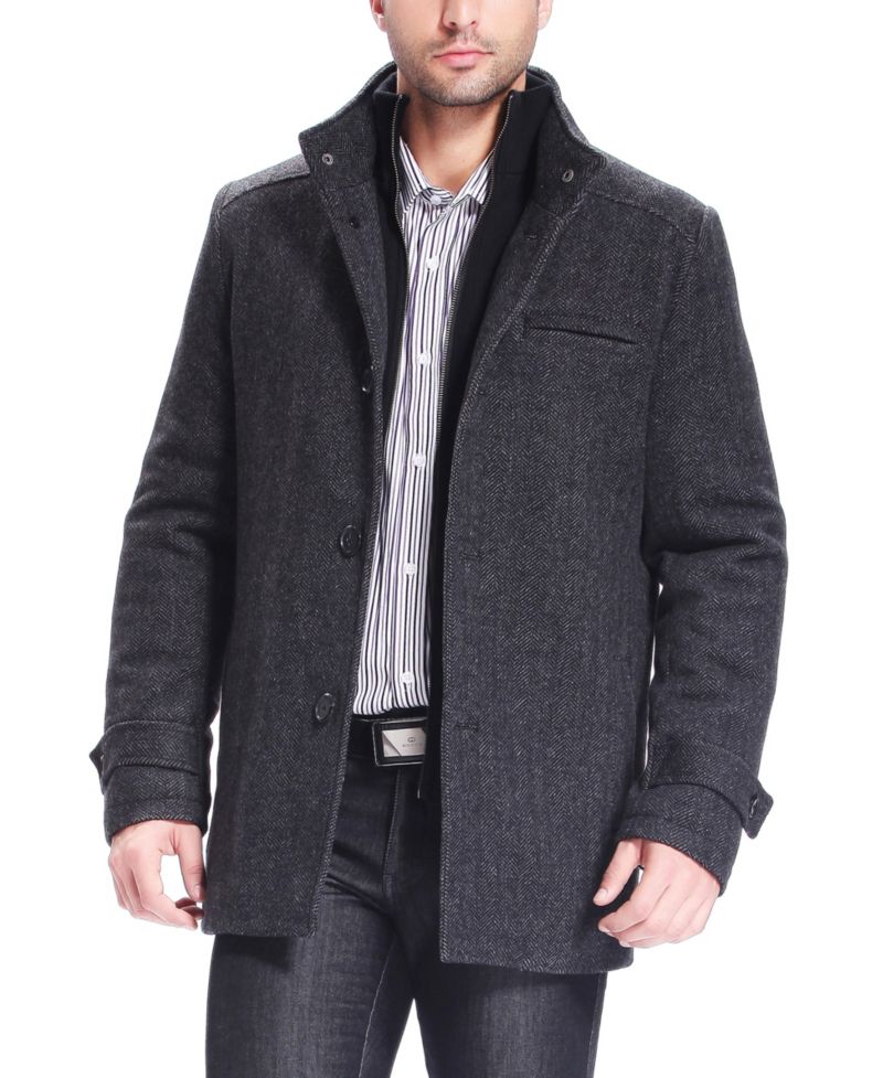 Men's Samuel Herringbone Wool Blend Bibbed Car Coat