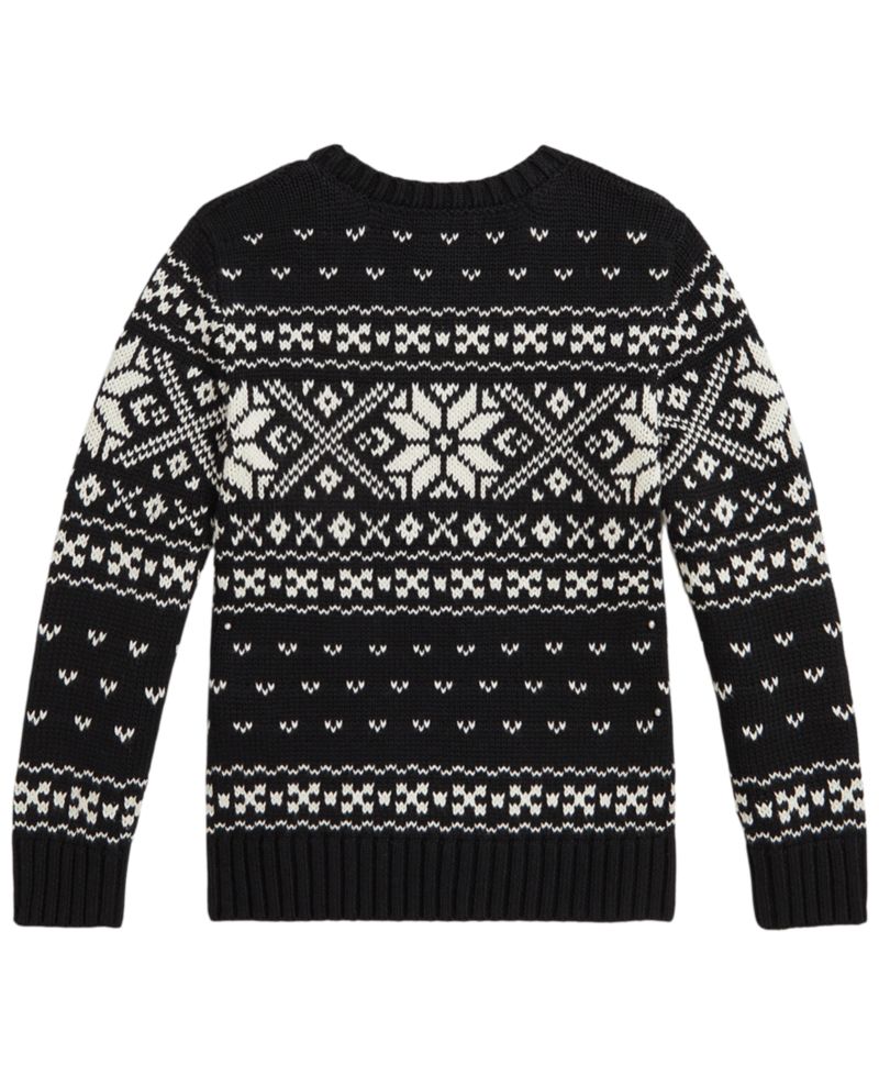Boys' 2T-7 Snowflake Intarsia-Knit Cotton Sweater