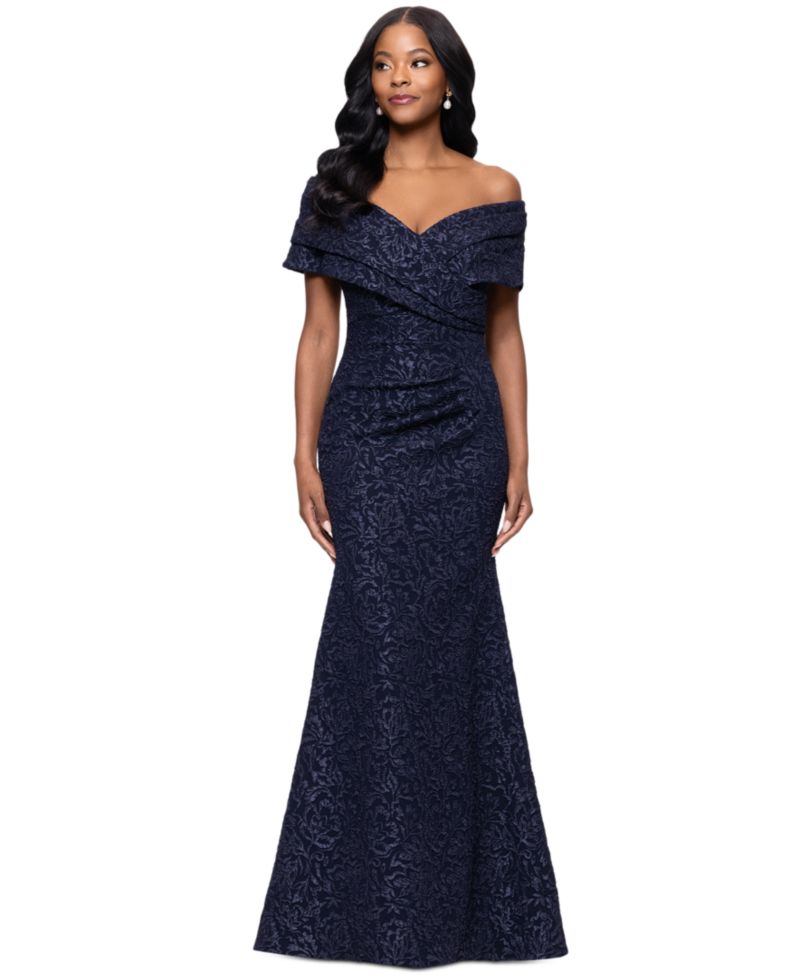 Women's Off-The-Shoulder Brocade Gown