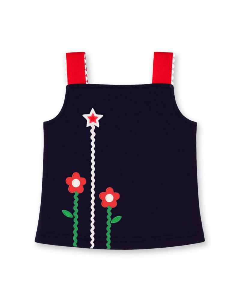 Big Girl Knit Top With Ric Rac, Flowers and Star