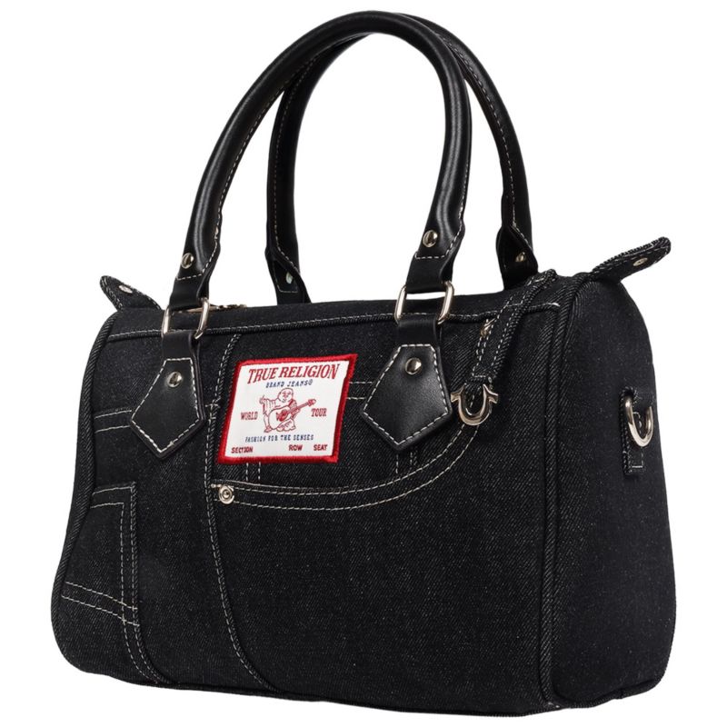 Denim Heritage Satchel with Top Handles & Crossbody Strap