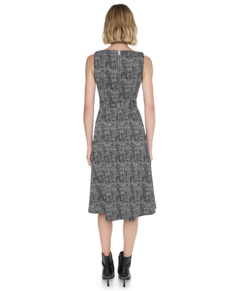 Women's Fit-and-Flare Jewel-Neckline Midi Dress