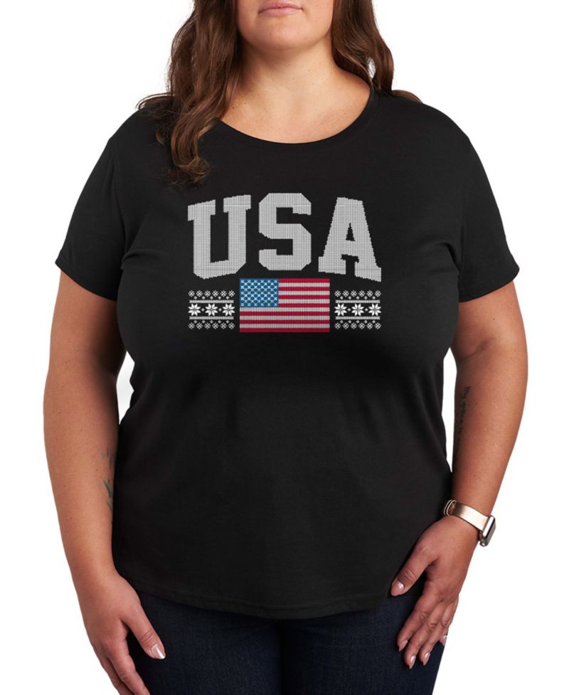Plus Size USA Sport Word Art Short Sleeve T-shirt