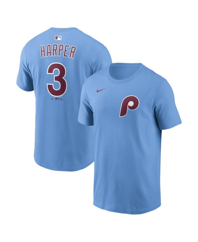 Men's Bryce Harper Light Blue Philadelphia Phillies Name & Number T-Shirt