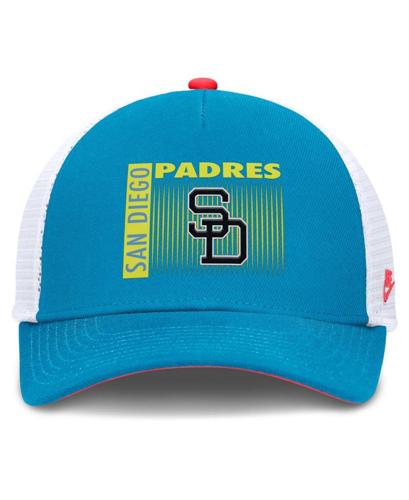 Men's Teal San Diego Padres Neon 90s Rise Structured Performance Adjustable Trucker Hat