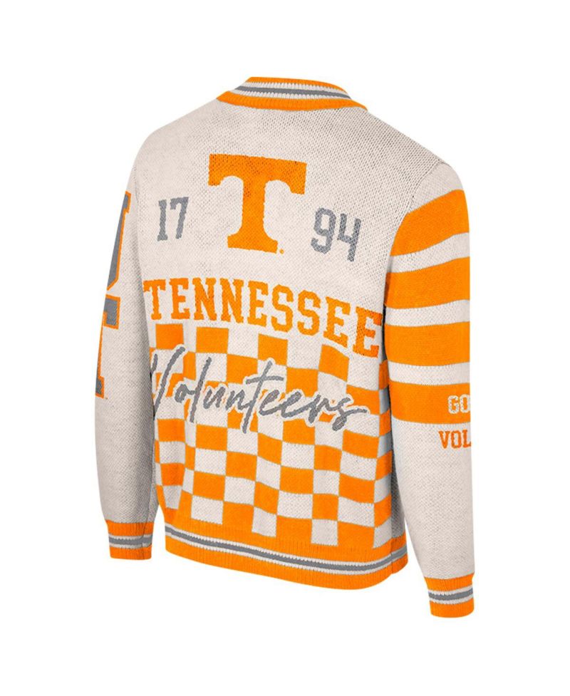 Women's Cream Tennessee Volunteers Jacquard Full-Zip Sweater