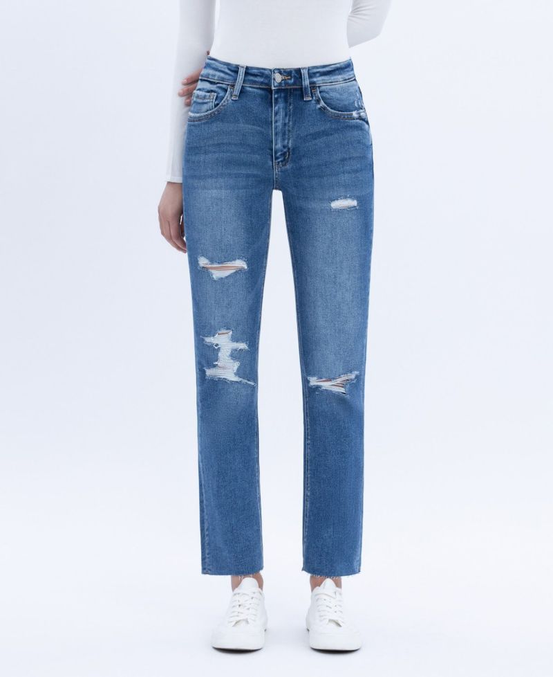 Women's High Rise Slim Straight Jeans