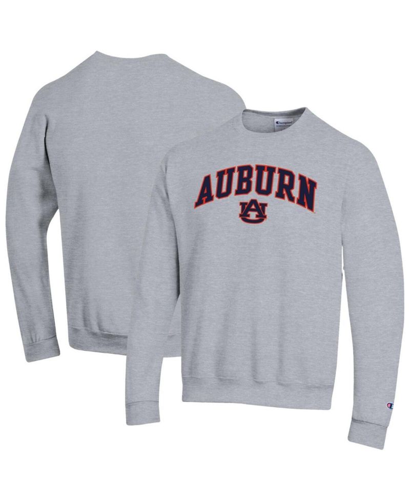 Men's Heather Gray Auburn Tigers Arch Over Logo Pullover Sweatshirt
