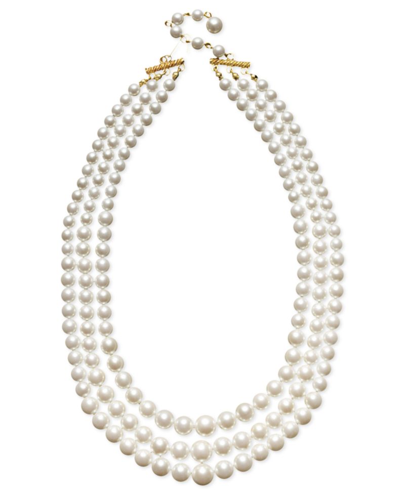 Three Row White Simulated Pearl (10 mm)