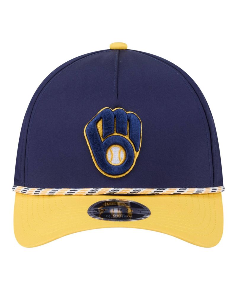 Men's Navy/Gold Milwaukee Brewers Rope M-Crown A-Frame 39THIRTY Flex Hat