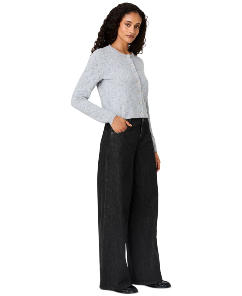 Women's Dakota Cropped Pointelle Cardigan Sweater