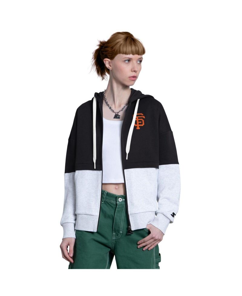 Women's Black/Heather Gray San Francisco Giants Wishbone Full-Zip Hoodie