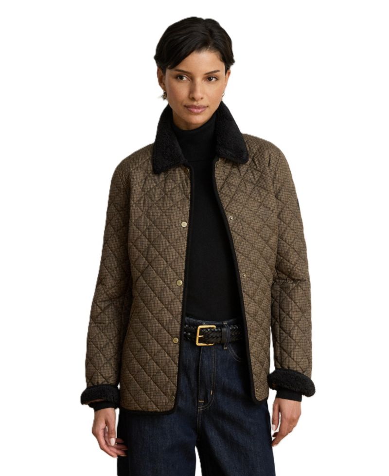 Women's Faux-Sherpa-Collar Quilted Coat