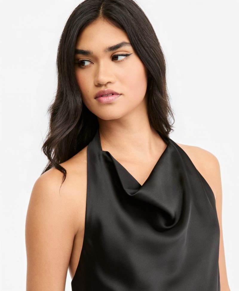 Women's Satin Halter Open-Back Top