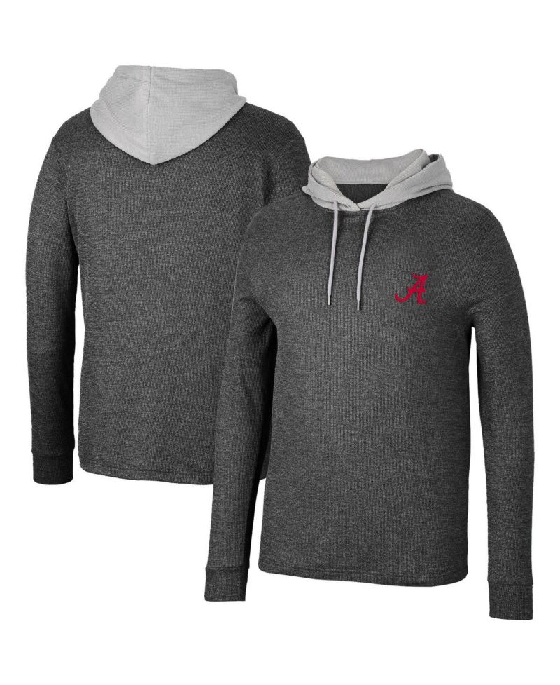Men's Black Alabama Crimson Tide Ballot Waffle-Knit Thermal Long Sleeve Hoodie T-shirt