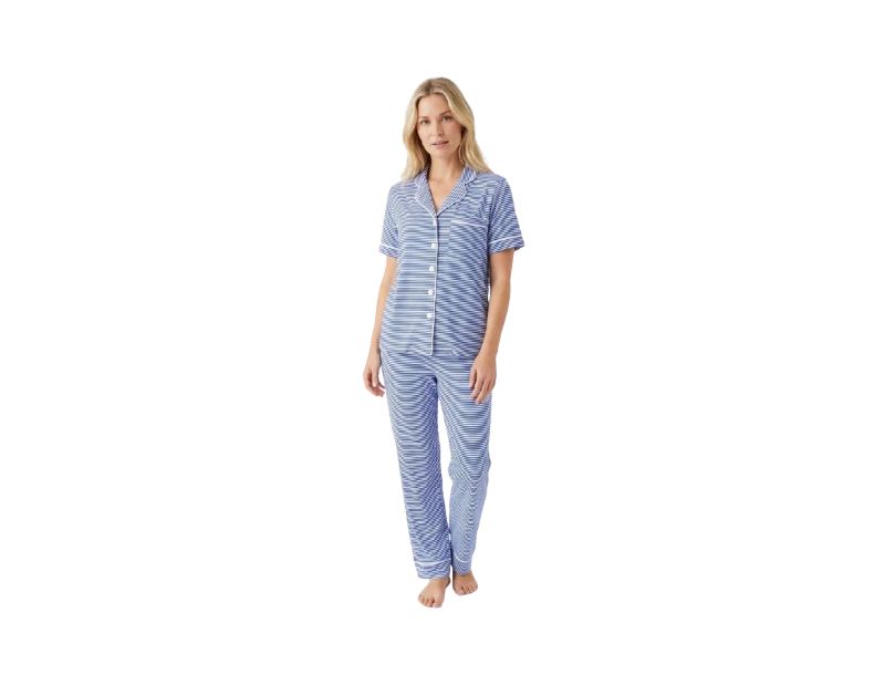 Women's Cobalt Stripe Matching Family Short-Sleeve Pajama Set