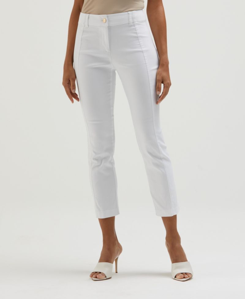 Petite Satin Luxe Straight Leg Crop Pull On Pants