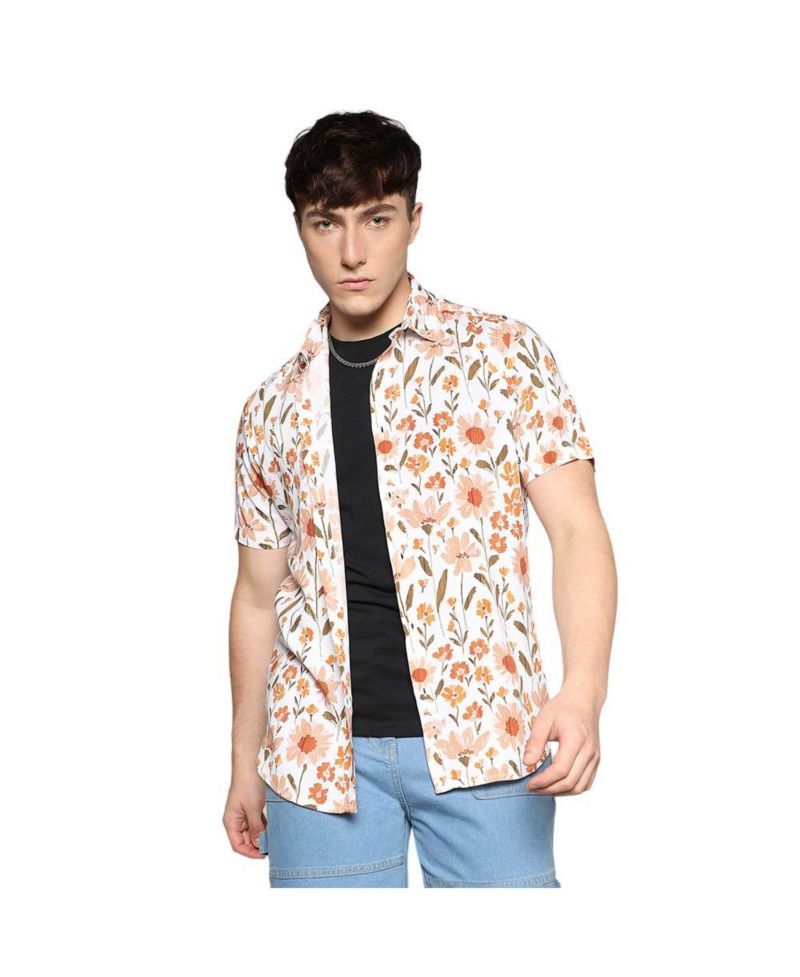 Men's Orange Flower Shirt