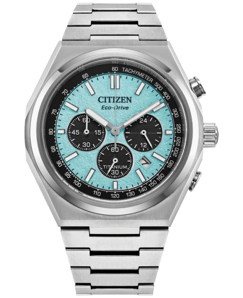 Eco-Drive Men's Chronograph Zenshin Super Titanium Bracelet Watch 43mm