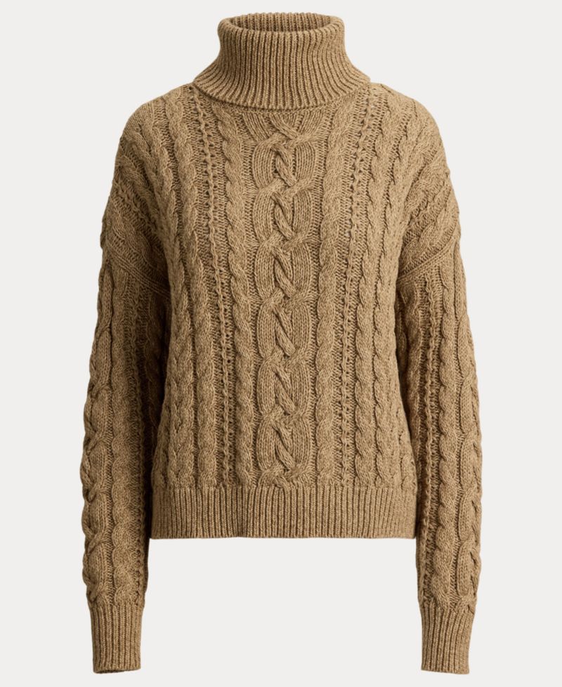 Women's Marled Cable-Knit Long-Sleeve Turtleneck Sweater