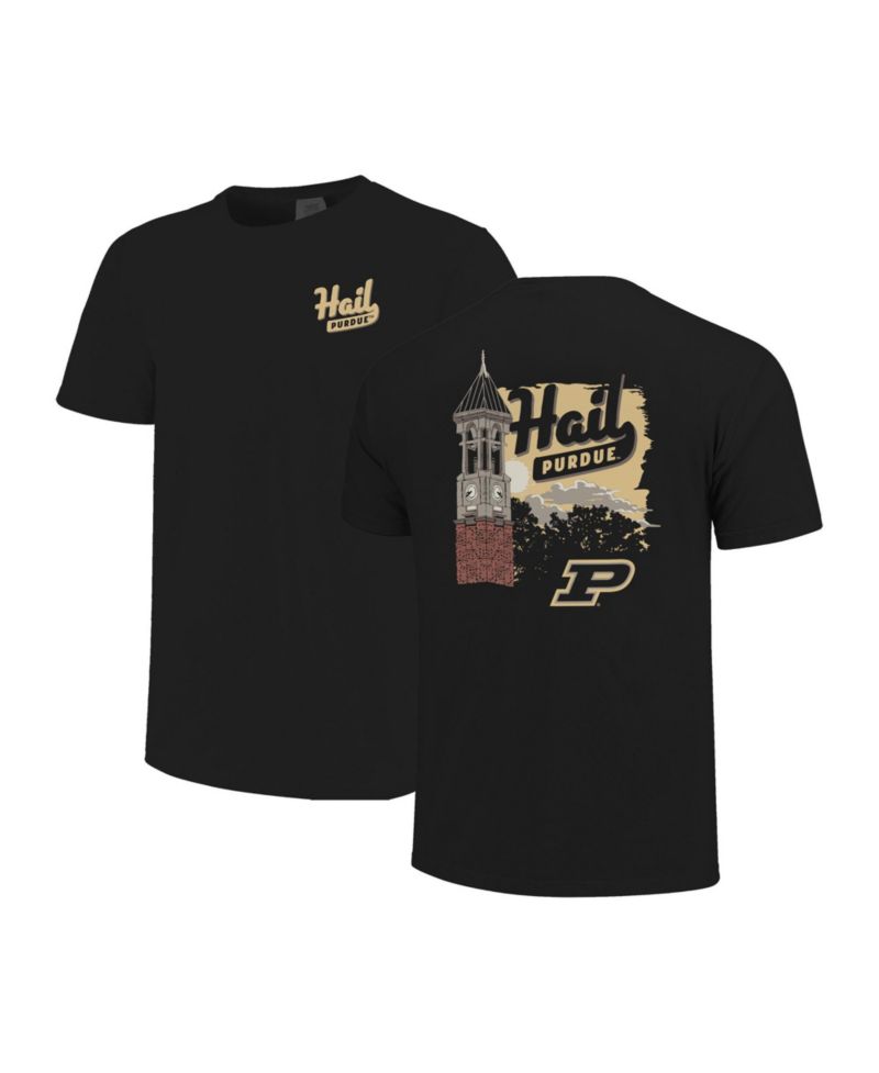 Men's and Women's Black Purdue Boilermakers Hyper Local Clock Tower T-Shirt