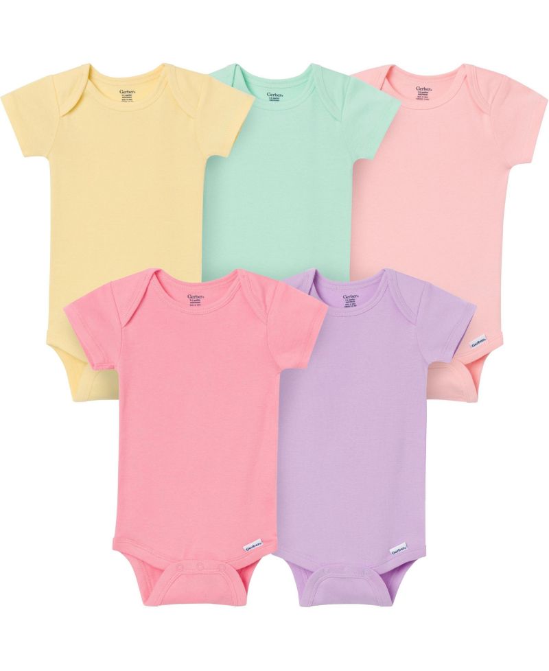 Baby (0-3 M to 24 M ) 5-Pack Short Sleeve Bodysuits, Pastels