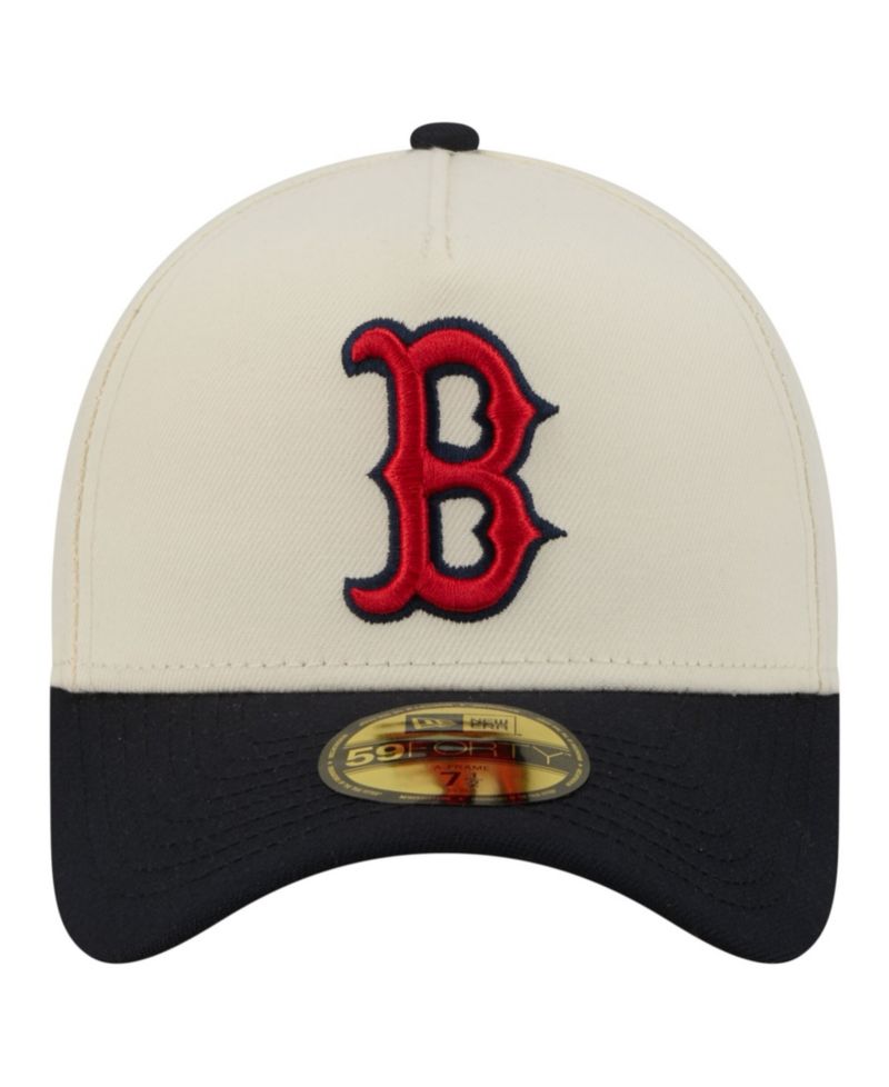 Men's Cream Boston Red Sox Chrome A-Frame 59FORTY Fitted Hat