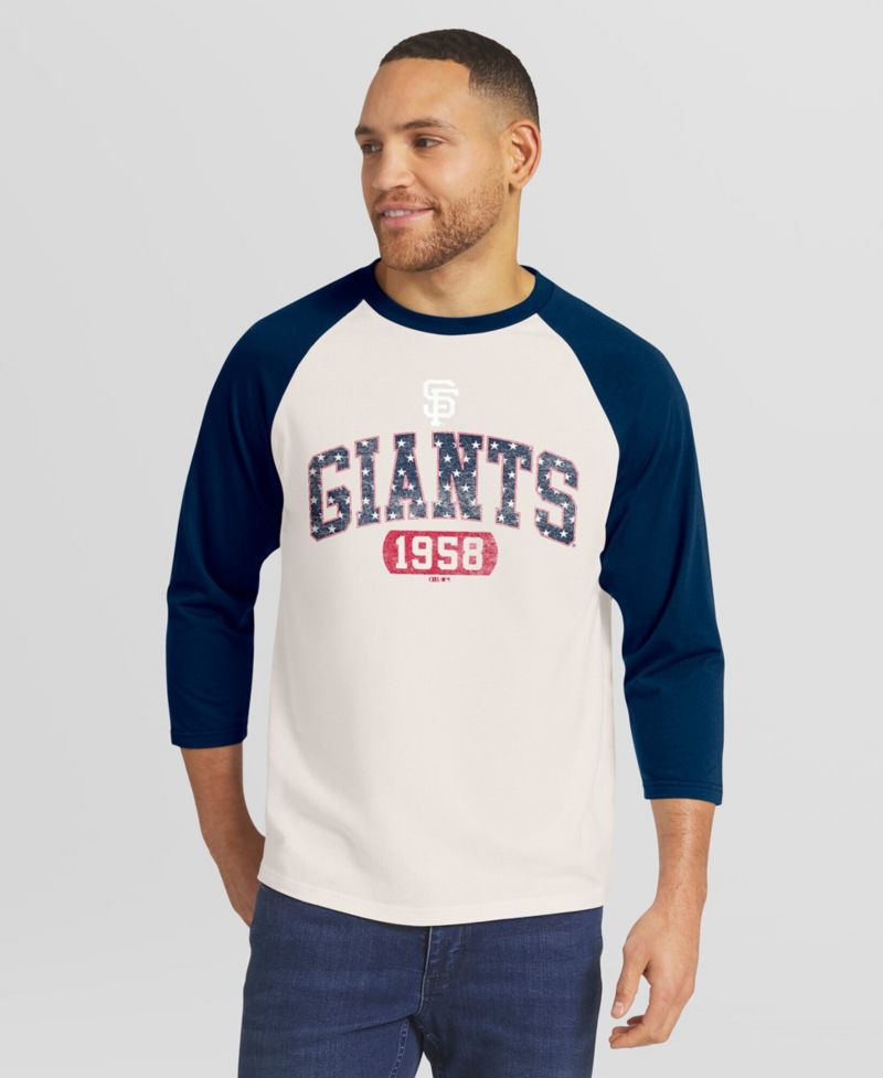 Men's Darius Rucker Collection by Cream/Navy San Francisco Giants Americana 3/4-Sleeve Raglan T-Shirt