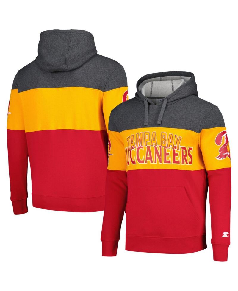 Men's Red, Orange Distressed Tampa Bay Buccaneers Extreme Pullover Hoodie