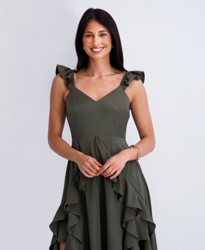 Women’s Ruffle Strap Maxi Dress with Cascading Skirt