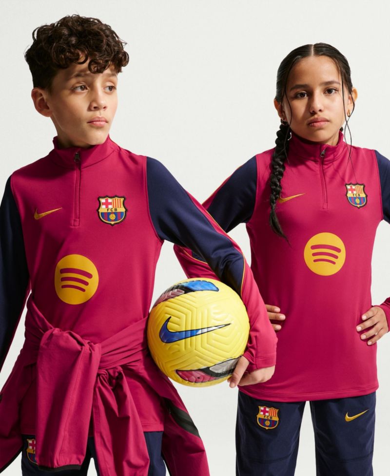 Big Boys and Girls Red Barcelona 2026/27 Strike Dri-FIT Long Sleeve Quarter-Zip Drill Top