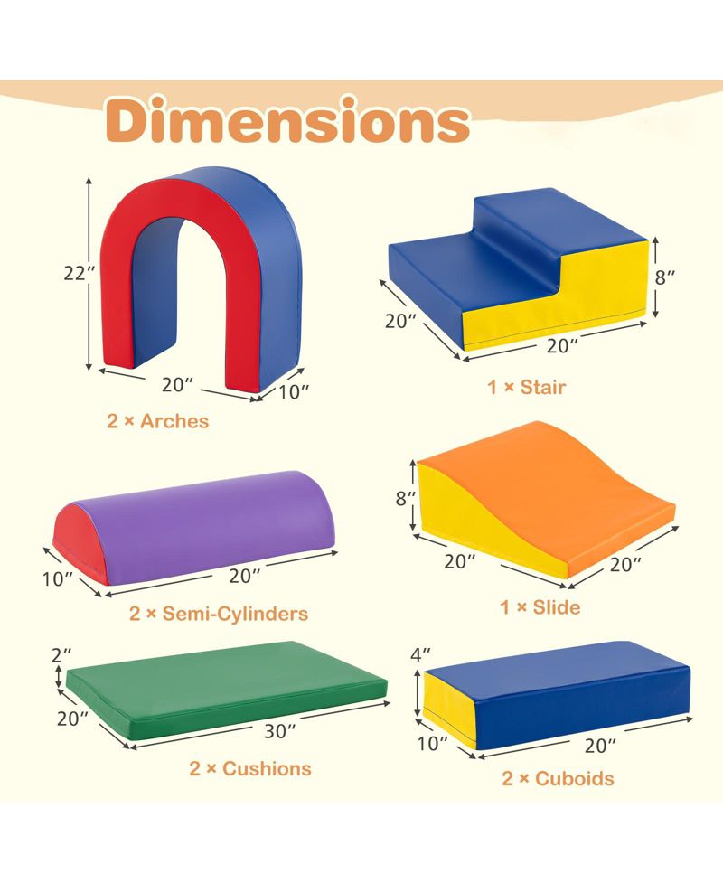 Kids 10-Piece Foam Climber Set with Soft PU Leather Covers